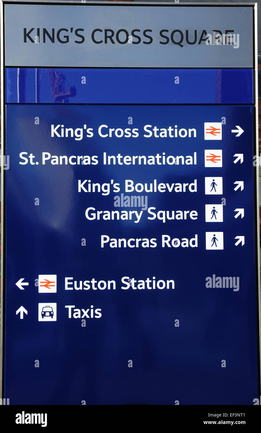 Directions sign, King's Cross railway station, London, England, UK