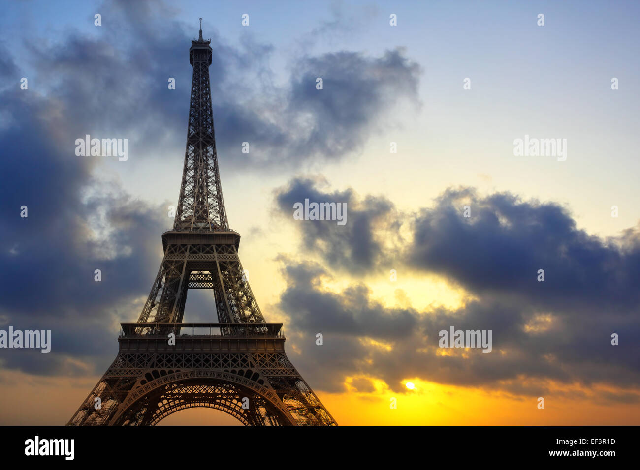 Eiffel tower at sundown, Paris, France Stock Photo