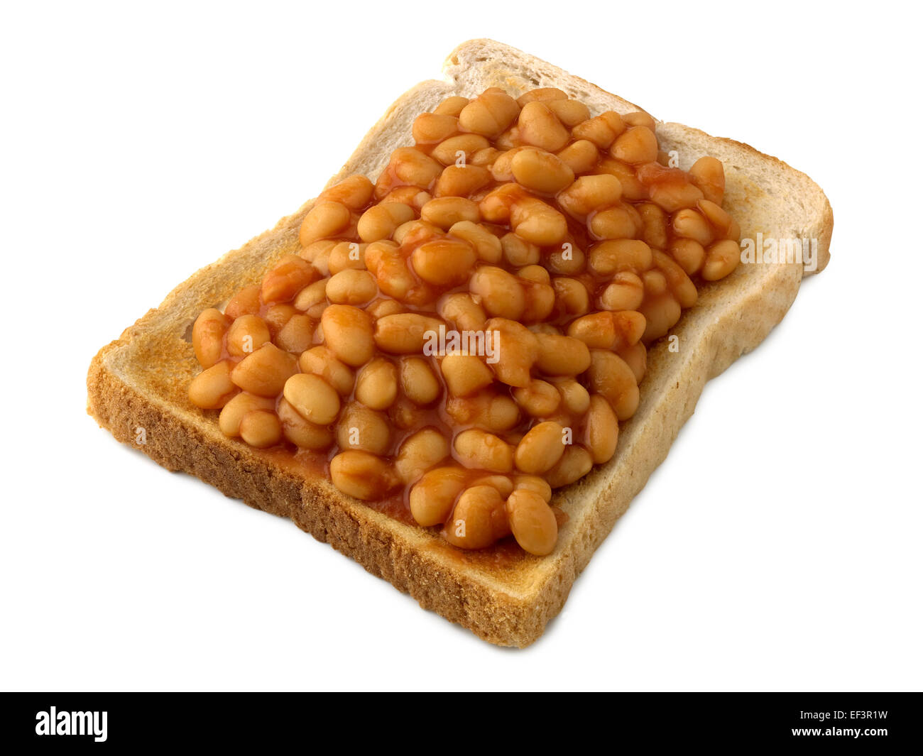 baked beans on white toast Stock Photo
