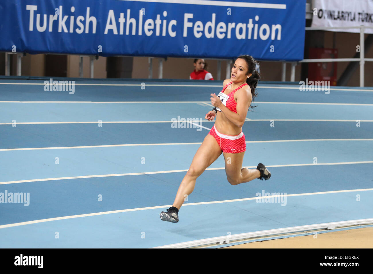ISTANBUL, TURKEY – JANUARY 17, 2015: Athlete Emel Sanli run during Ruhi  Sarialp clubs jumping championship and athletics record Stock Photo - Alamy