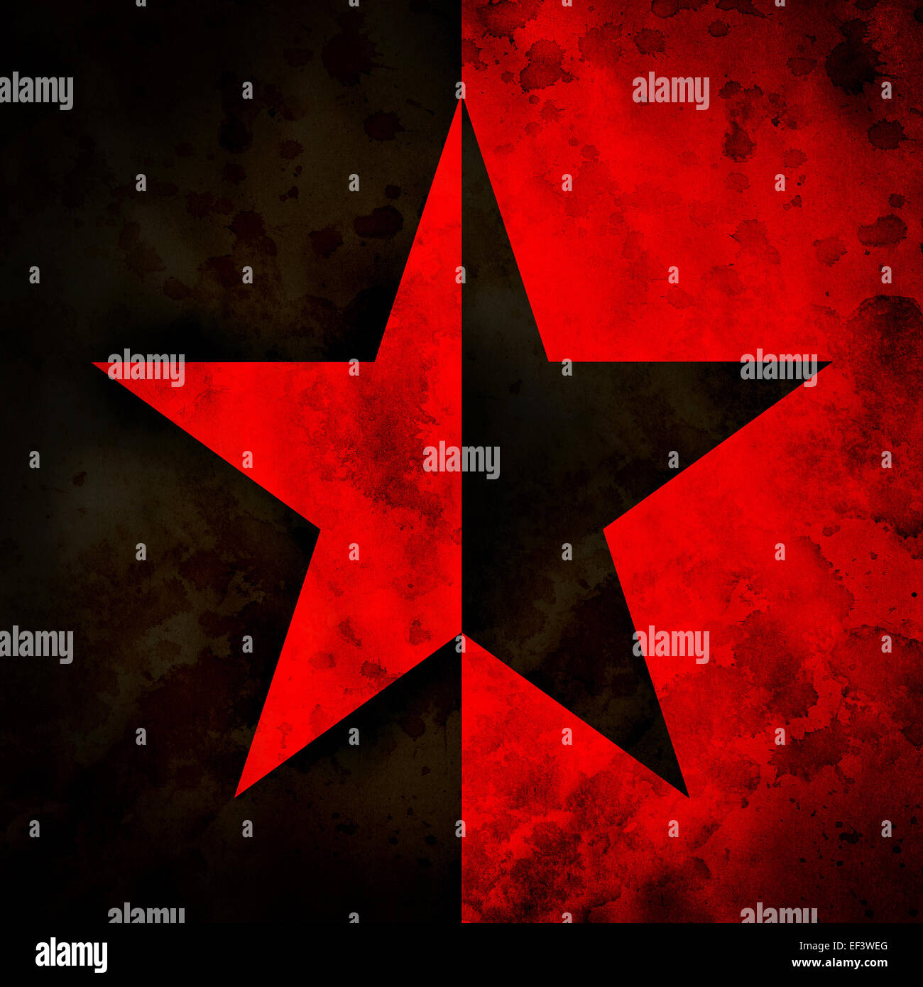 Grungy illustration (raster) of the anarchy star Stock Photo