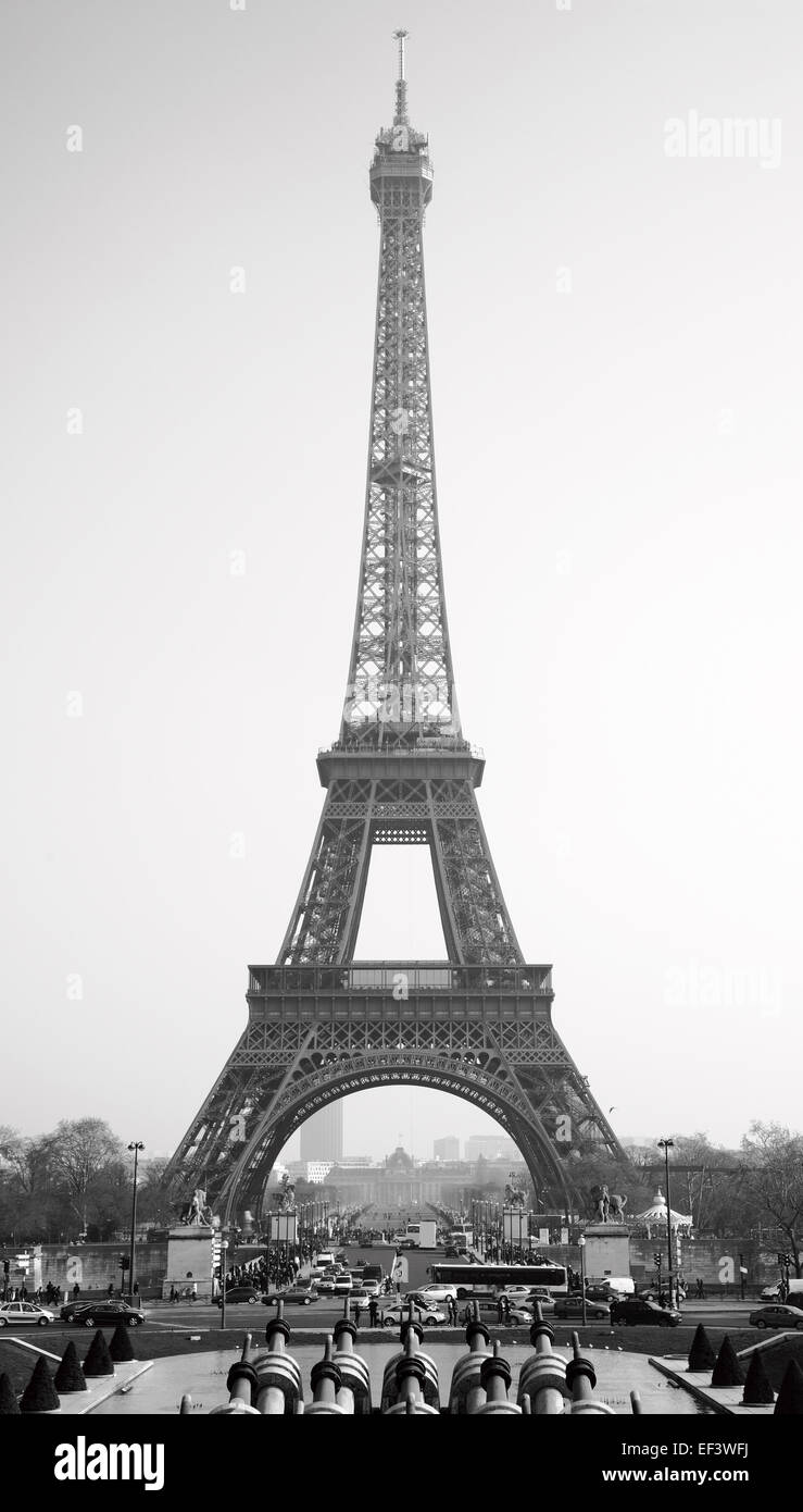 Eiffel tower, Paris. Black and white image Stock Photo