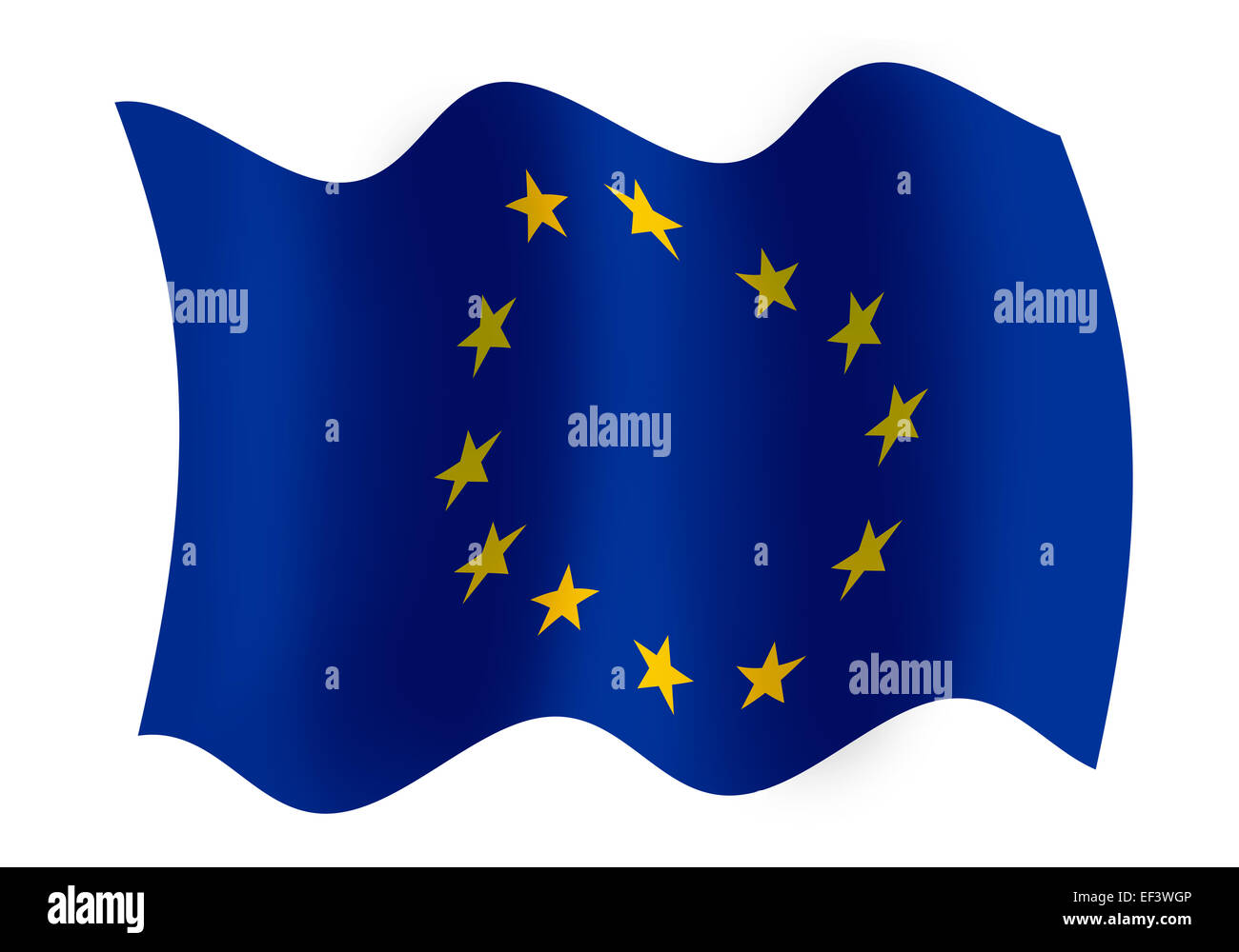 Raster graphics of windy EU flag Stock Photo