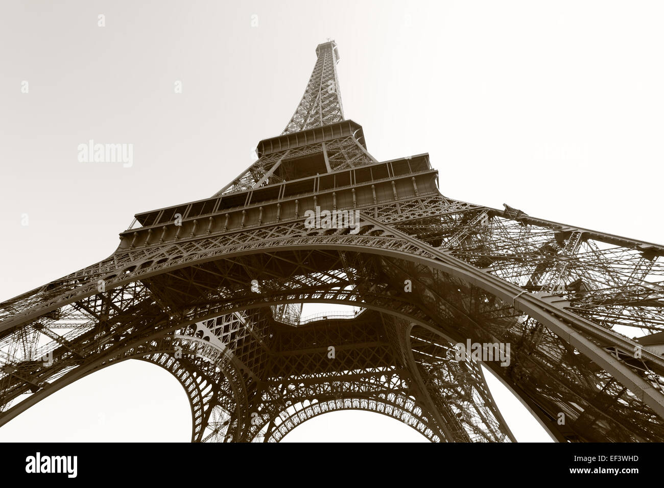 Eiffel tower, Paris. Black and white image sepia toned Stock Photo