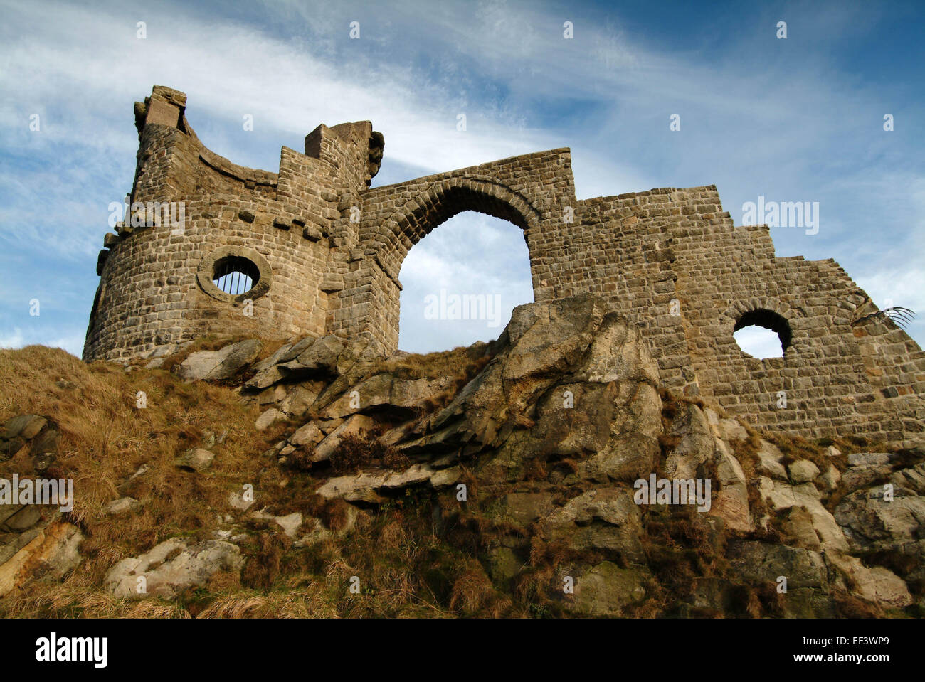 Mow Cop Castle in the village of Mow Cop, Staffordshire. Stock Photo