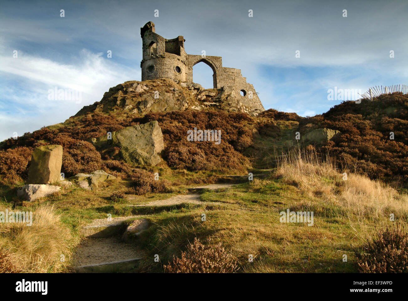 Mow Cop Castle in the village of Mow Cop, Staffordshire. Stock Photo