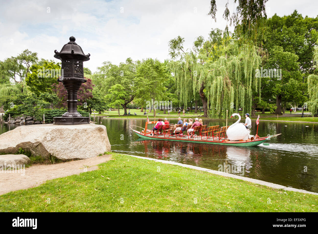 Swan boat, Boston Public Garden, Boston, Massachusetts, USA Stock Photo