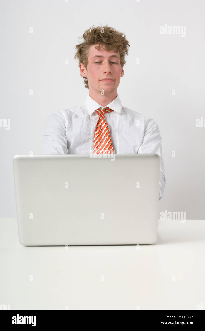 Man working on laptop Stock Photo
