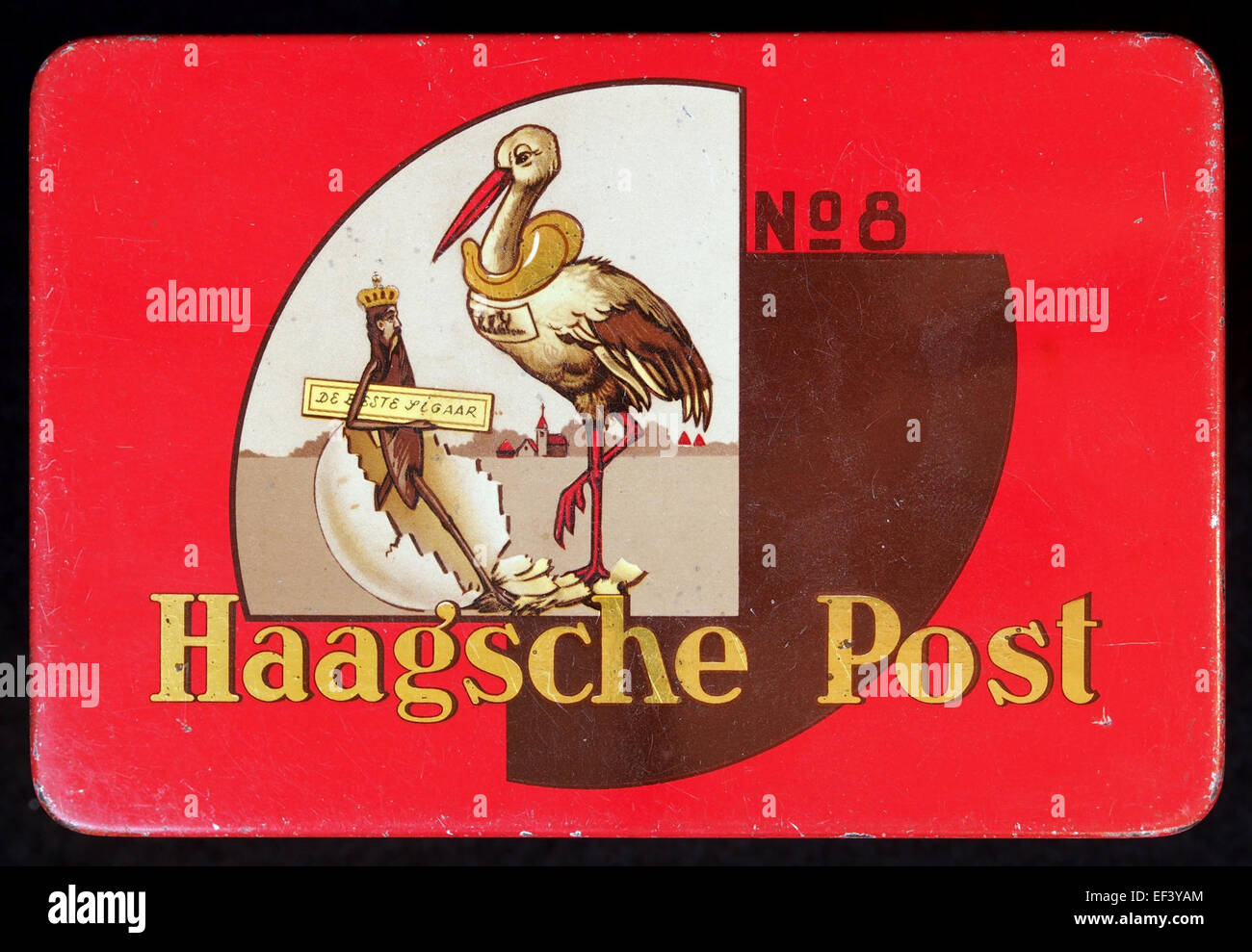 Haagsche Post No 8 sigarenblikje Stock Photo