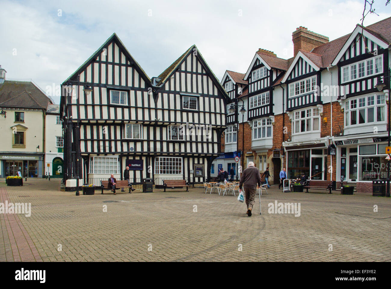 The market square in the Cotswold town of Evesham, Worcestershire, UK