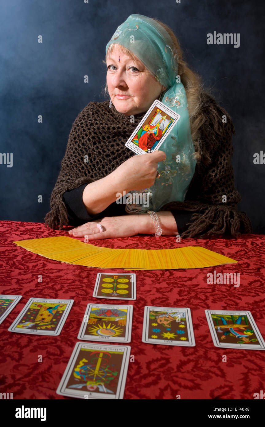 Tarot card reader Stock Photo