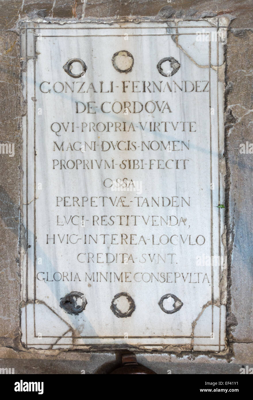 Tombstone of the 'Gran Capitán' (Gonzalo Fernández de Córdoba) Monastery San Jerónimo, Granada, Andalusia, Spain Stock Photo