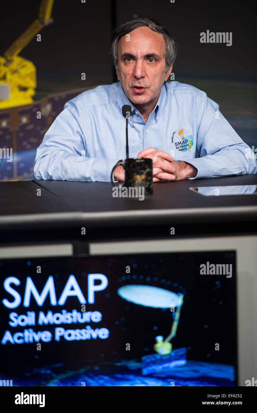 Dara Entekhabi, SMAP science team lead, Massachusetts Institute of Technology, speaks during a briefing about the upcoming launch of the Soil Moisture Active Passive (SMAP) mission, Thursday, Jan. 08, 2015, at NASA Headquarters in Washington DC. The mission is scheduled for a Jan. 29 launch from Vandenberg Air Force Base in California, and will provide the most accurate, highest-resolution global measurements of soil moisture ever obtained from space. The data will be used to enhance scientists' understanding of the processes that link Earth's water, energy and carbon cycles. Photo Credit: (NA Stock Photo