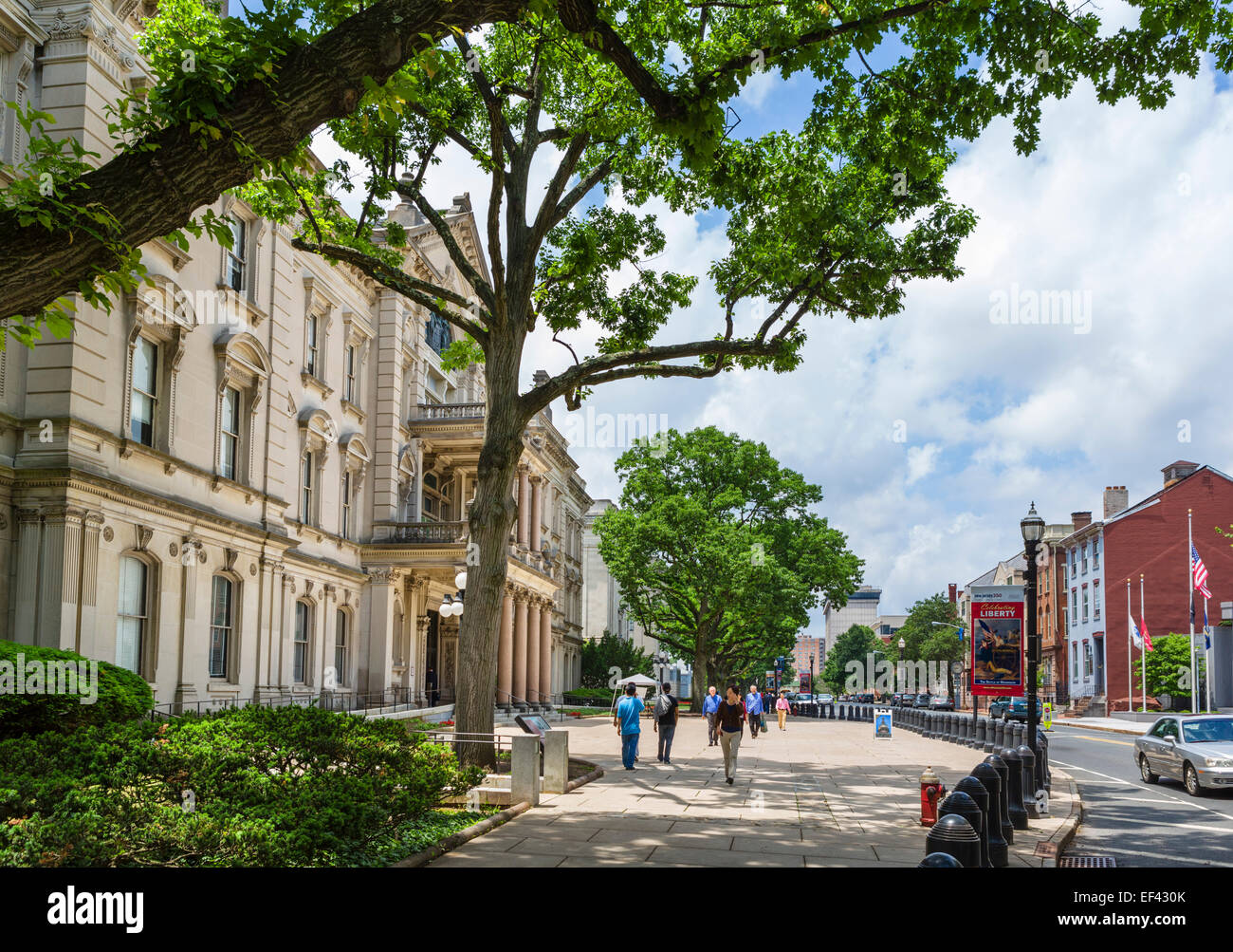 West State Street in front of the New Jersey State House, Trenton, New Jersey, USA Stock Photo