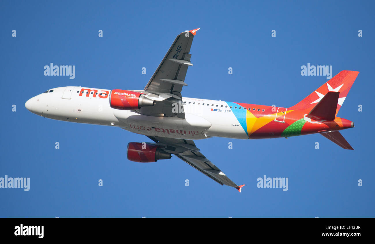 Air Malta Airbus a320 9HAEP departing LondonHeathrow Airport LHR