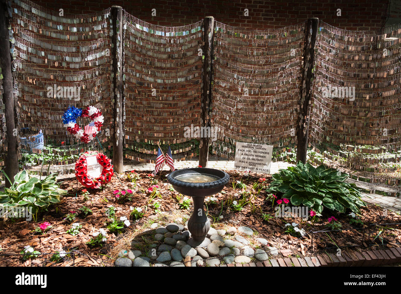 Old North Memorial Garden for fallen US soldiers in Iraq and Afghanistan, North End, Boston, Massachusetts, USA Stock Photo