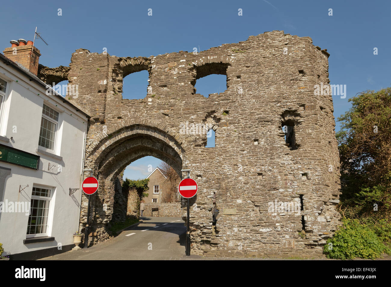 Kidwelly Castle, Carmarthenshire, Wales, UK the main gate Stock Photo