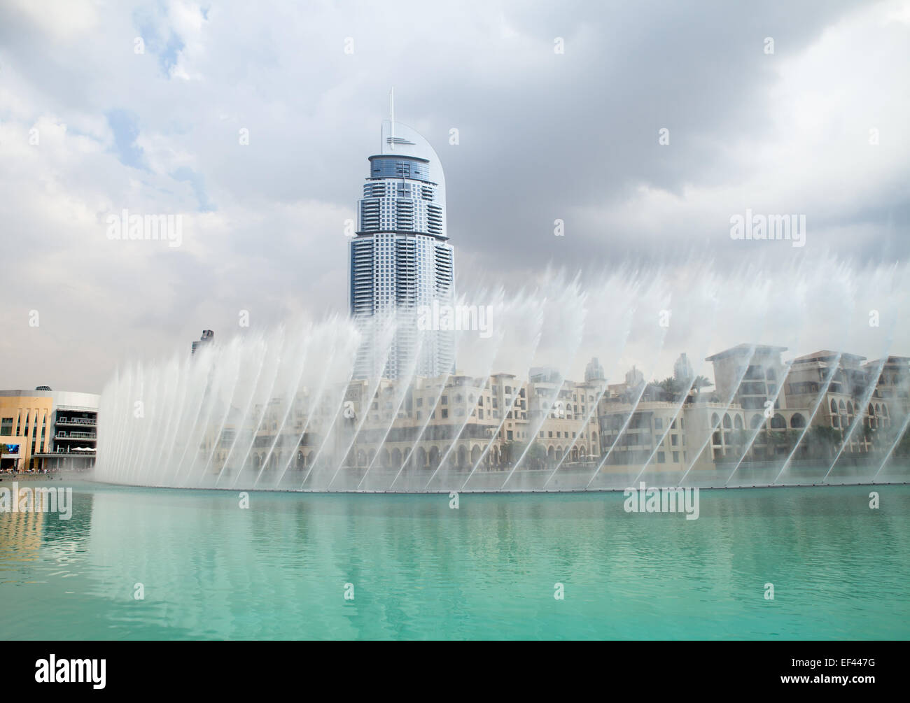 Dubai Business Bay fountains show Stock Photo