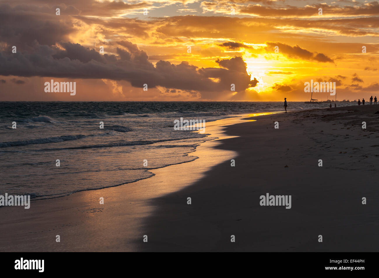 Beautiful sunrise landscape on Atlantic ocean coast. Dominican republic Stock Photo