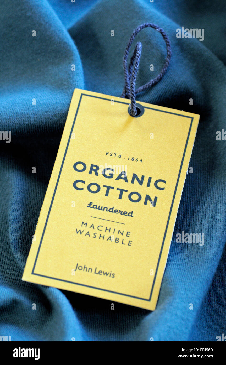 Organic Cotton Label on John Lewis T shirt, London, UK Stock Photo - Alamy