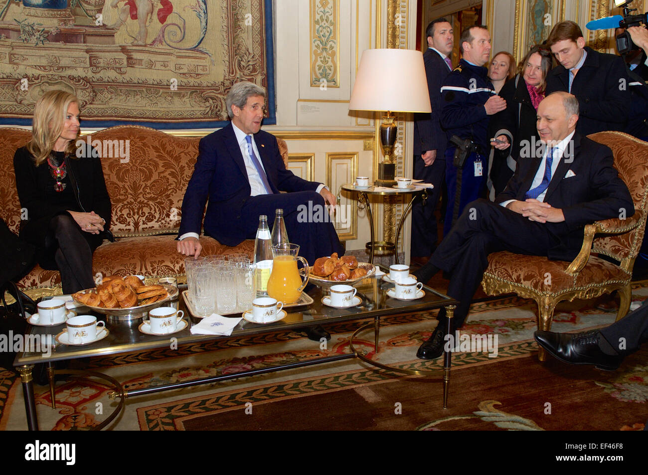 U.S. Secretary of State John Kerry and U.S. Ambassador to France Jane
