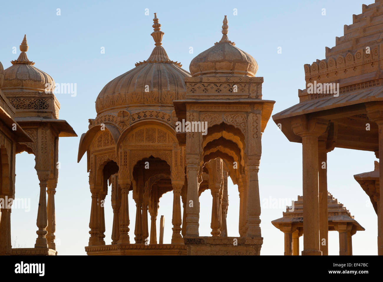 Jaisalmer, Rajasthan, India. Vyas Chhatris cenotaphs Stock Photo