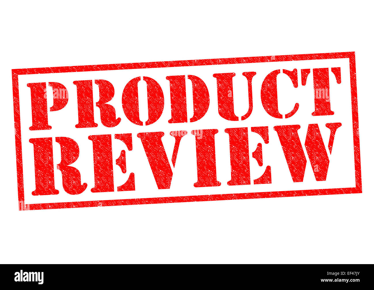 PRODUCT REVIEW red Rubber Stamp over a white background. Stock Photo