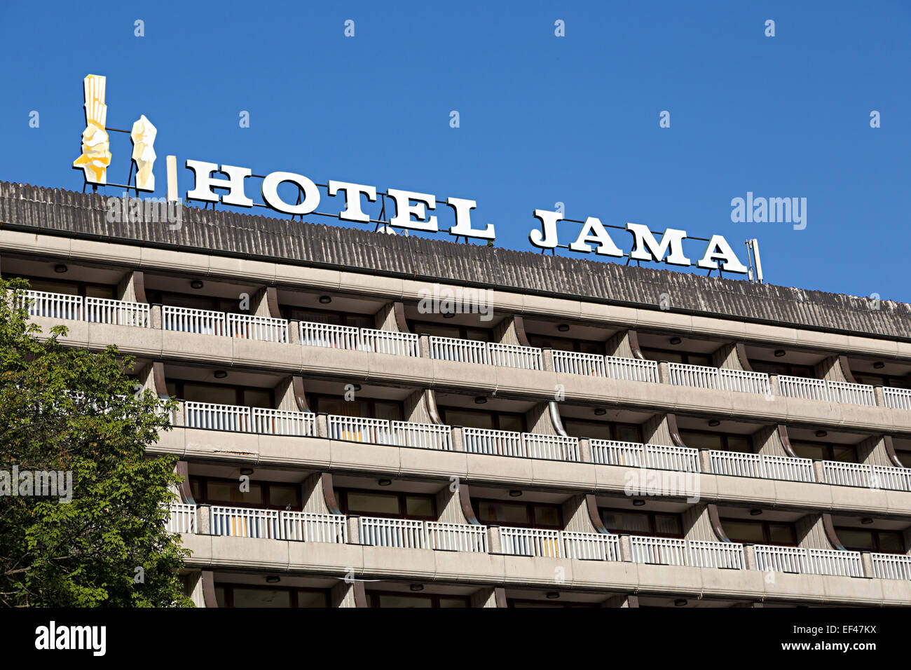 Hotel jama sign, Postojna, Slovenia Stock Photo