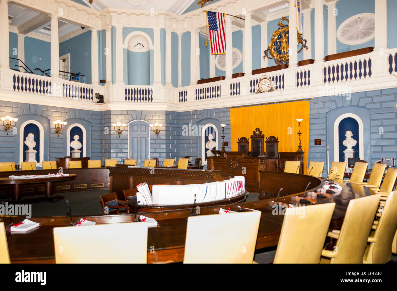 The Senate Chamber, Massachusetts State House, Beacon Street, Boston, Massachusetts, USA Stock Photo