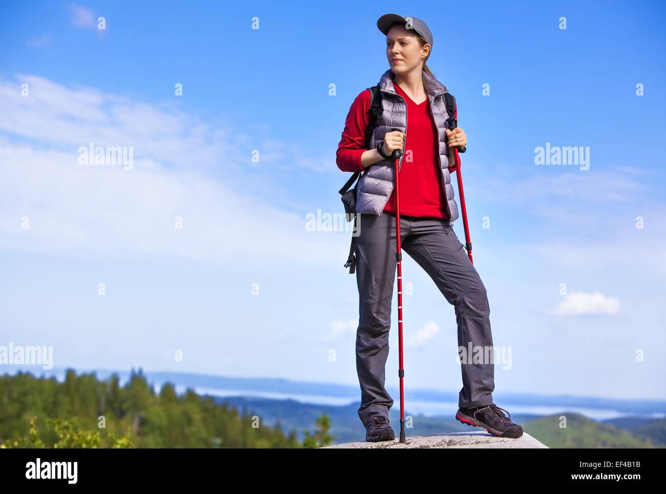 Young woman on top of mountain hi-res stock photography and images - Alamy