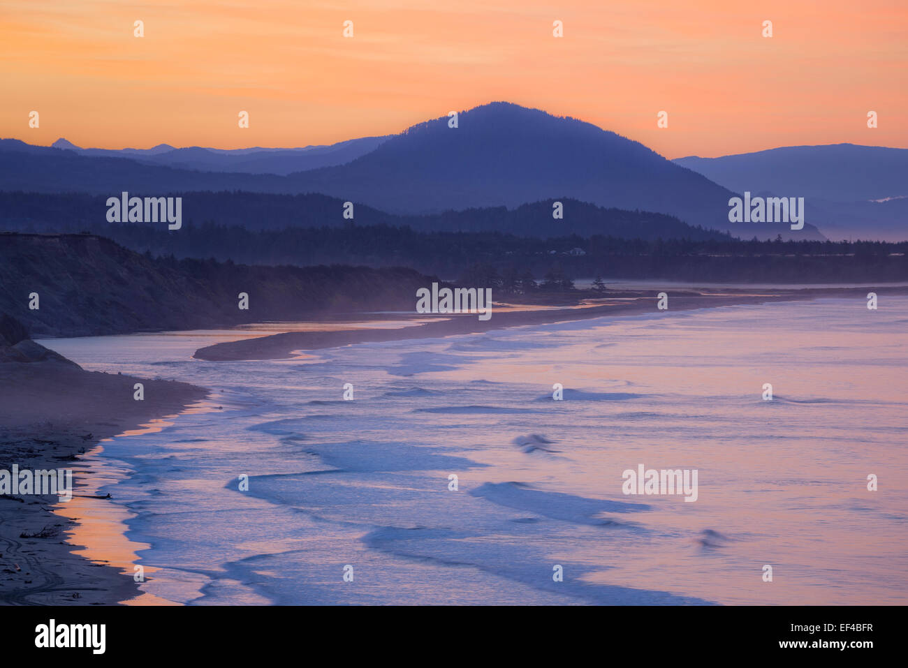 Cape Blanco view looking south at sunrise; southern Oregon coast Stock