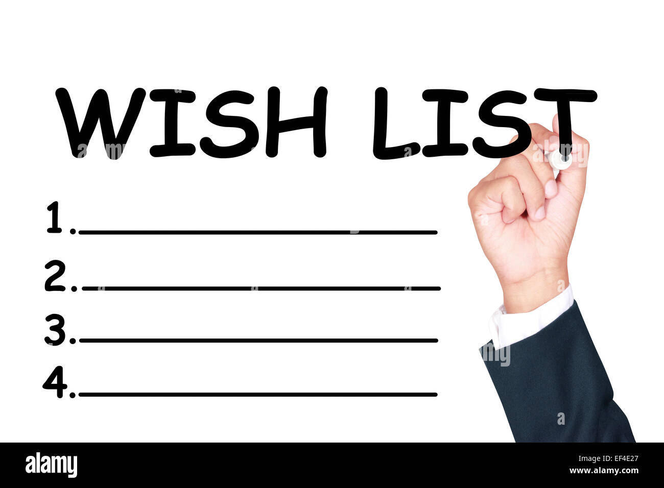 Write wish list for planning on whiteboard Stock Photo