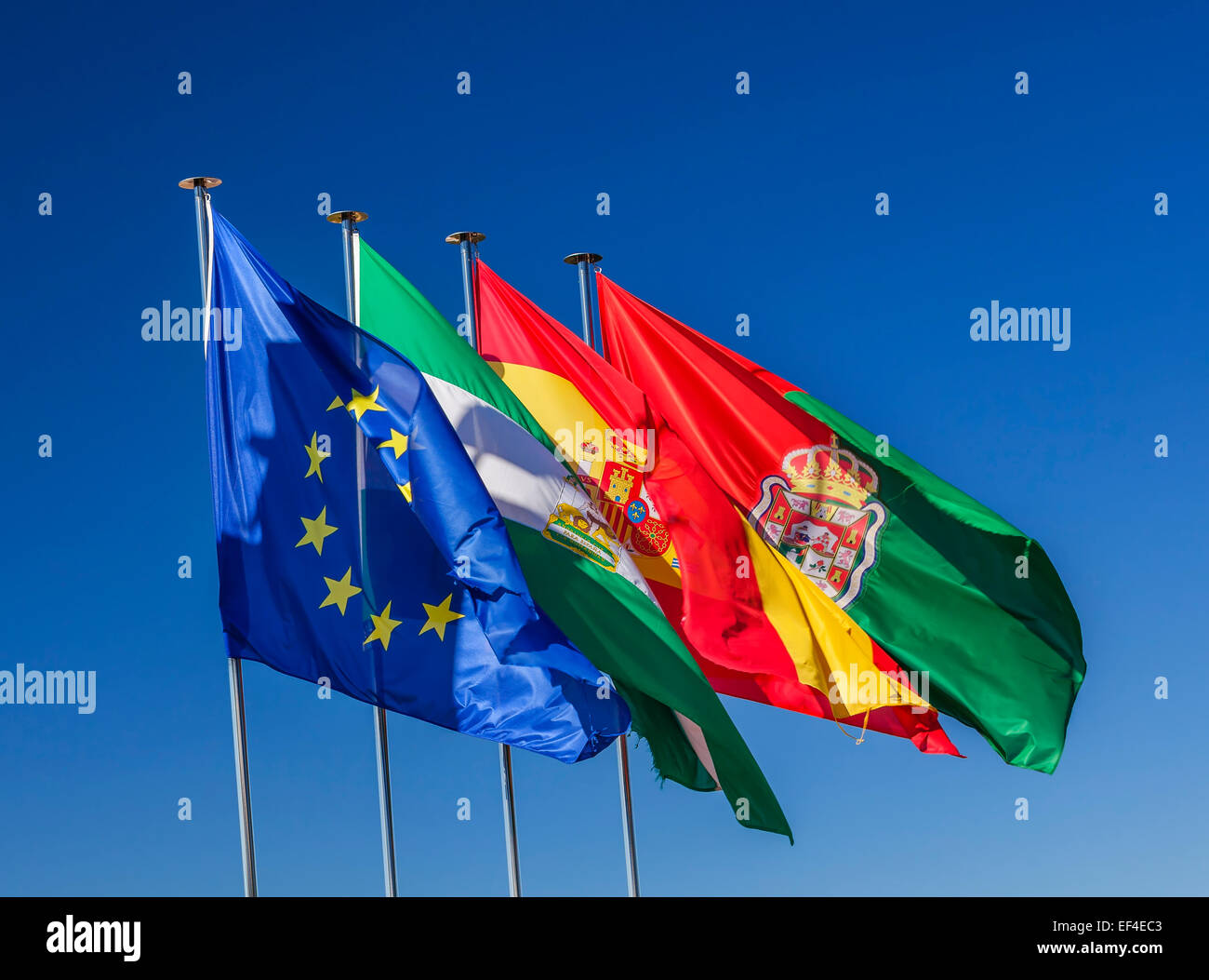 Spain EC Portugal Andalusia Flags Symbols Granada Andalusia Spain Stock Photo