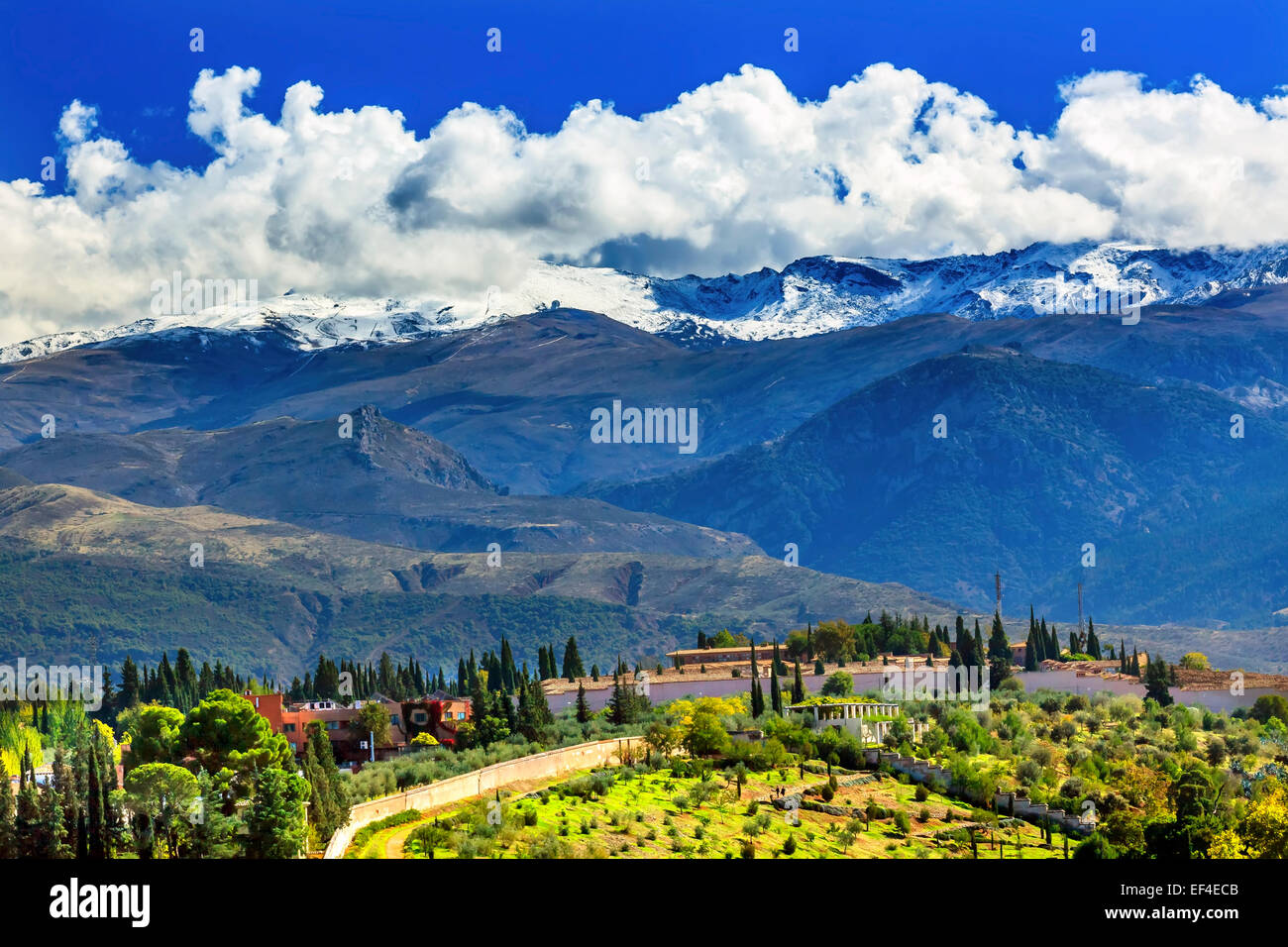 Alhambra Farm Sierra Nevada Mountains Granada Andalusia Spain Stock