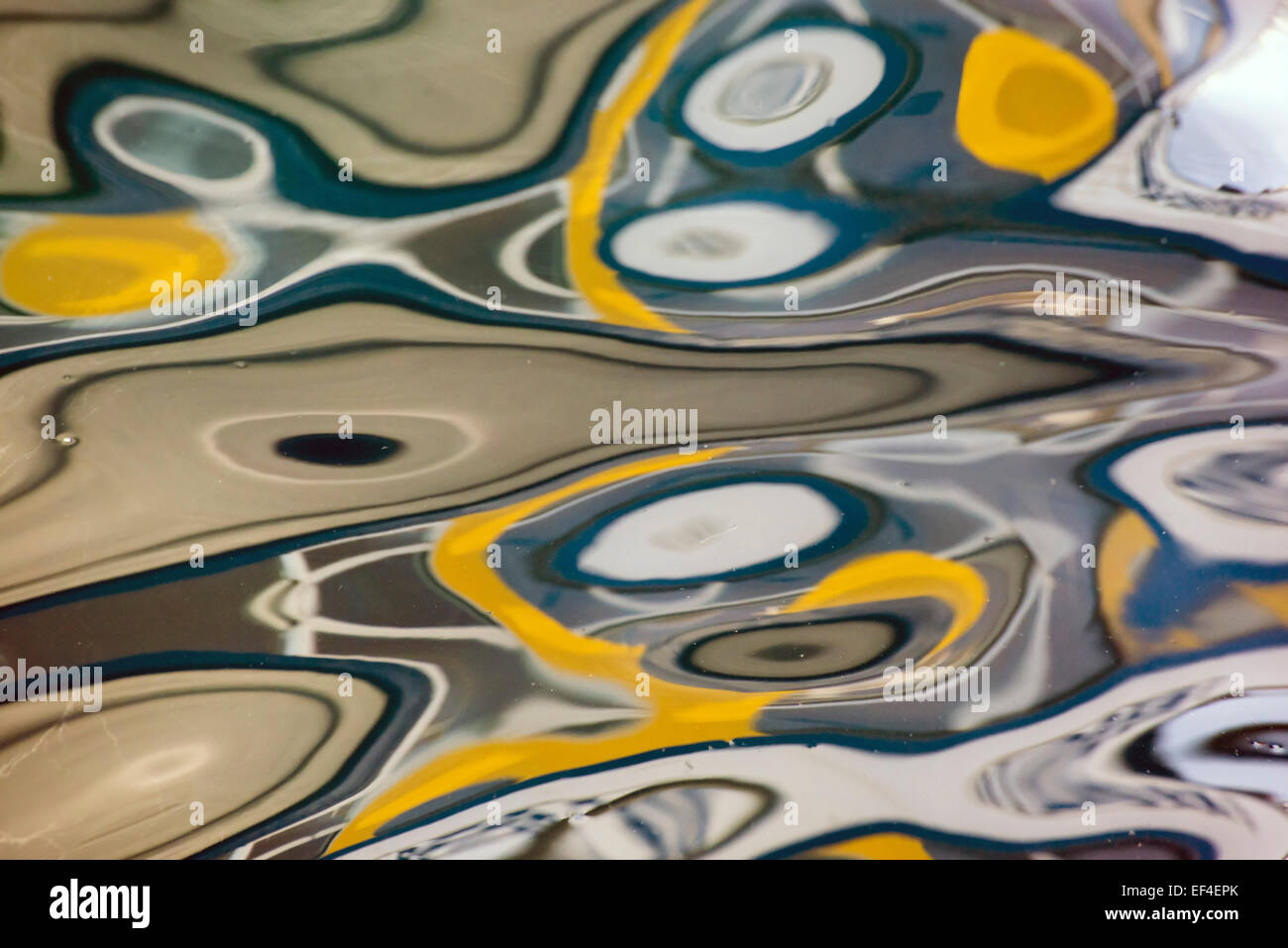 abstract reflections of boats in the harbor water Stock Photo - Alamy