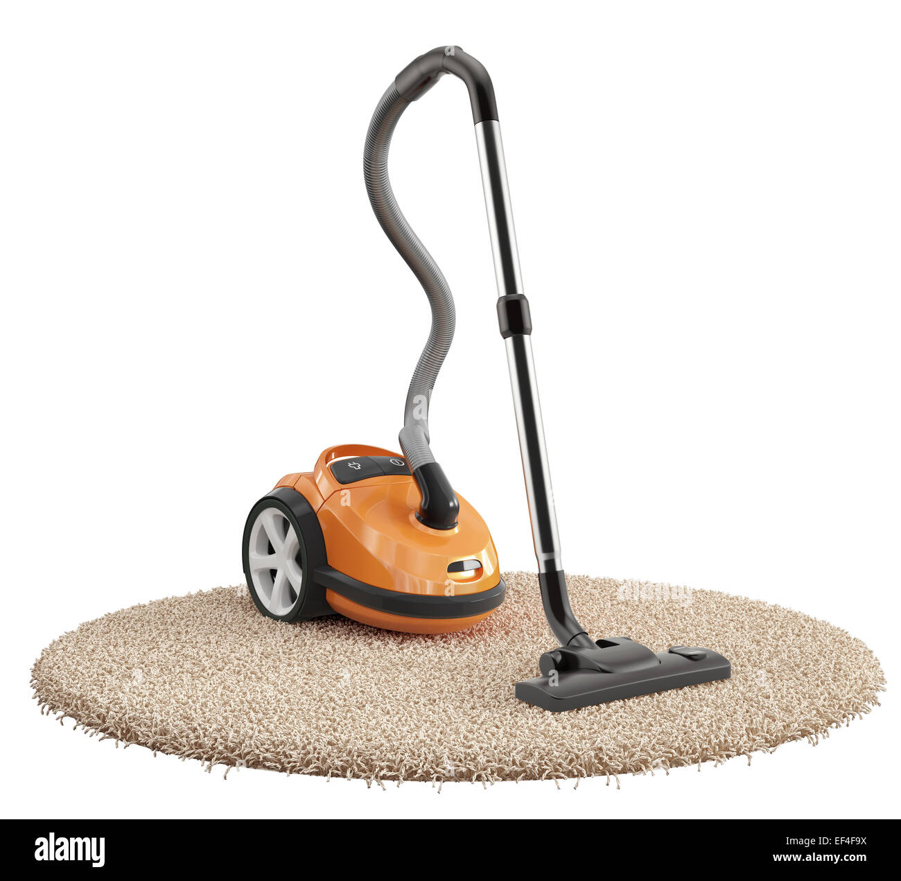 3d render of vacuum cleaner on the carpet isolated on white background Stock Photo