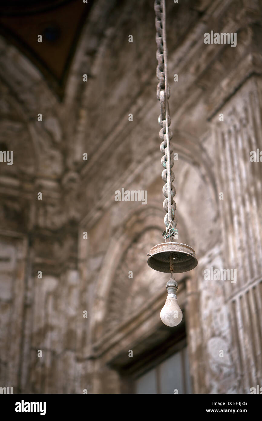 Light bulb in the citadel mosque Egypt Stock Photo Alamy