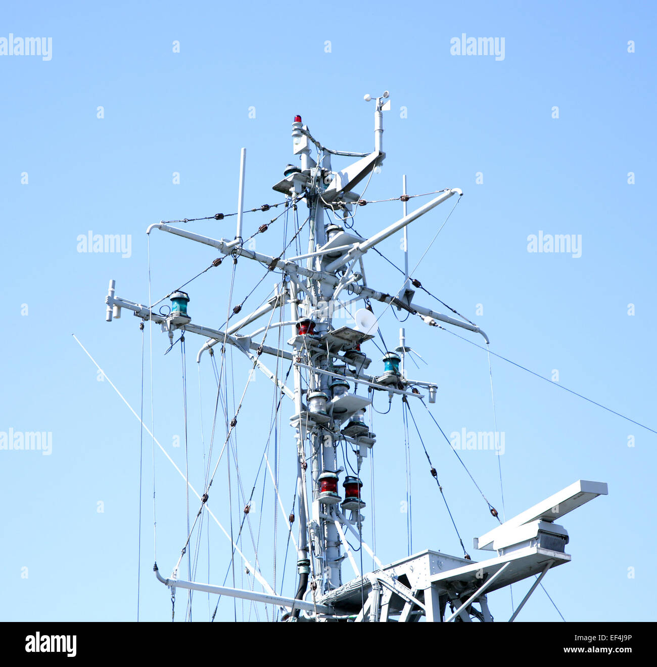 navigation complex navy ship radar antenna Stock Photo