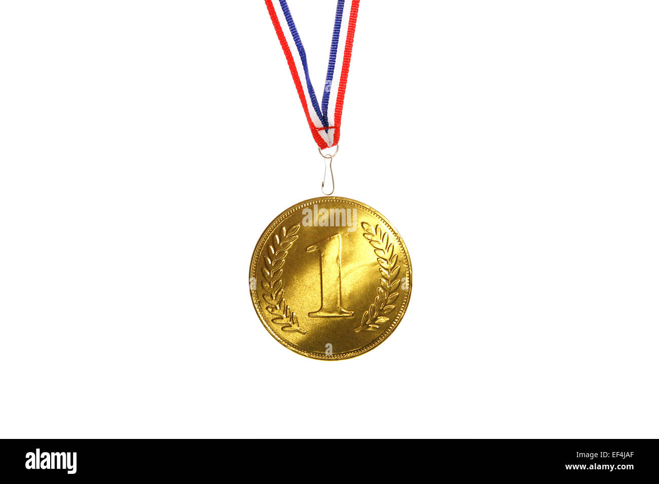 golden medal first place champion isolated Stock Photo