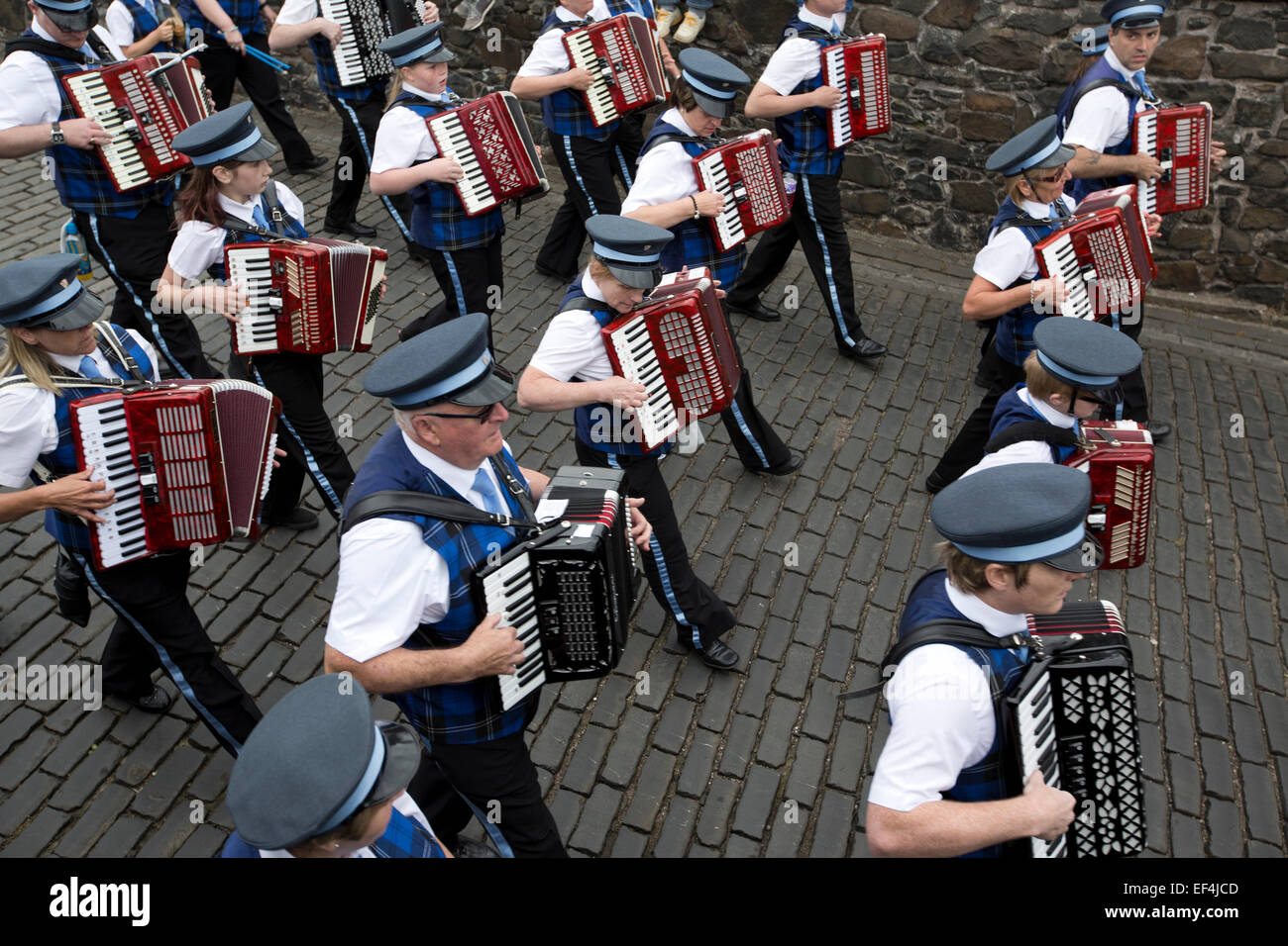 A traditional Scottish accordion band marching during Pipefest Stirling, an event staged at