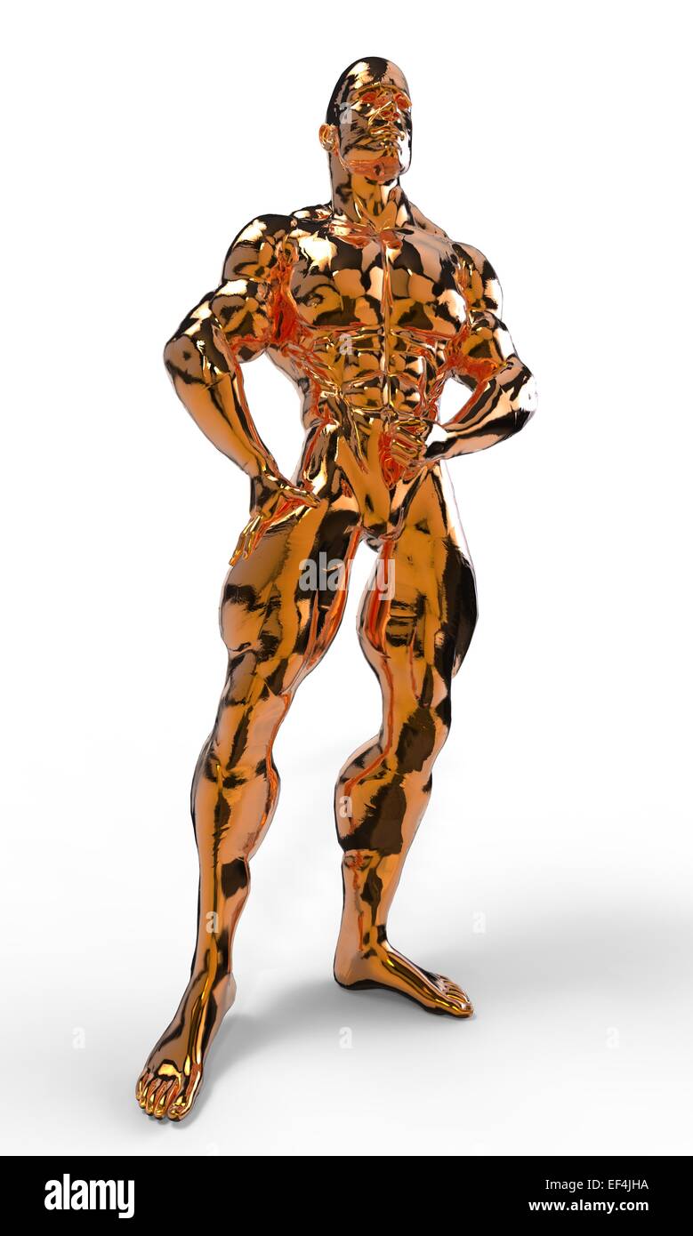 Gold bodybuilder figure in various poses and angles Stock Photo - Alamy