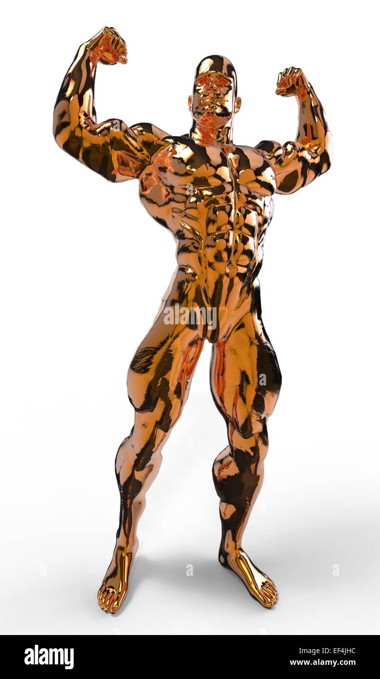 Gold bodybuilder figure in various poses and angles Stock Photo - Alamy