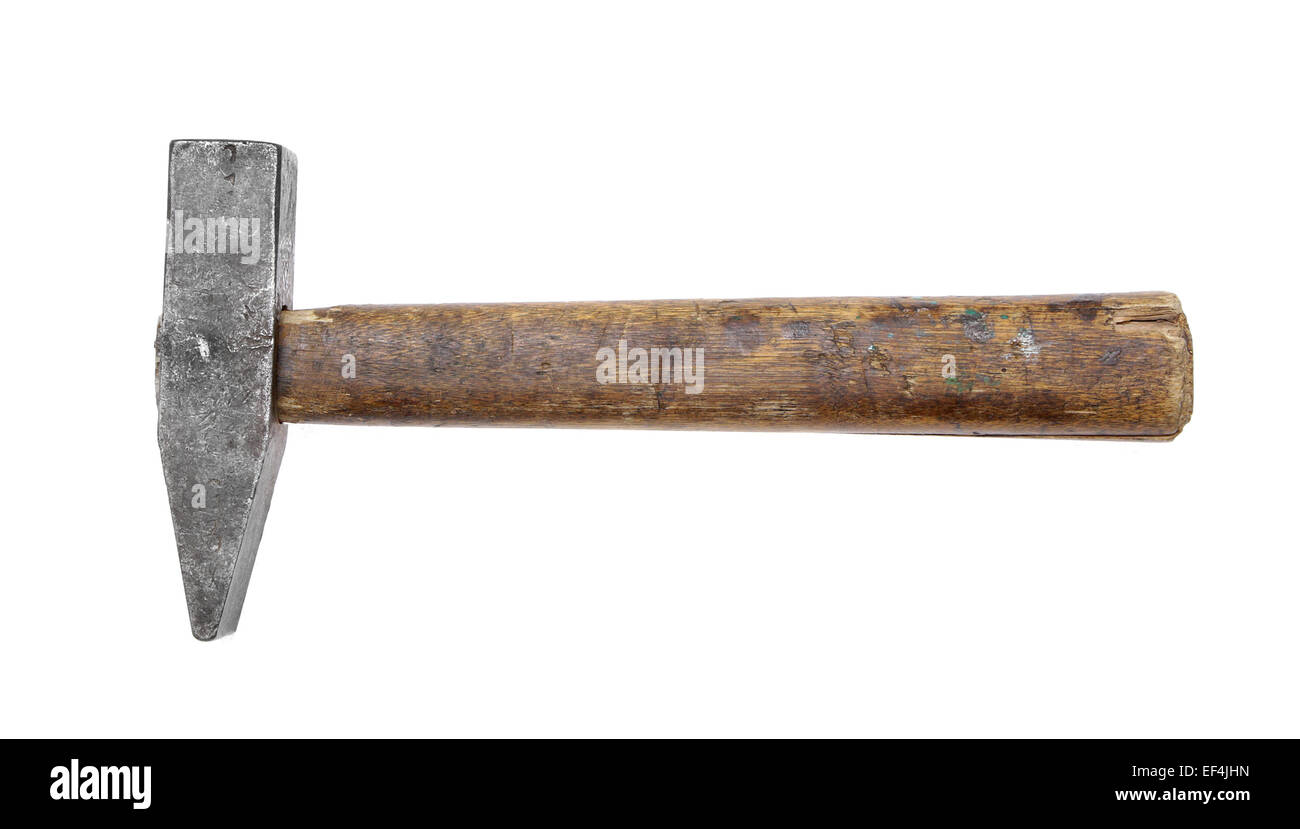hammers big large medium small wooden handle working vintage isolated construction steel rusted Stock Photo