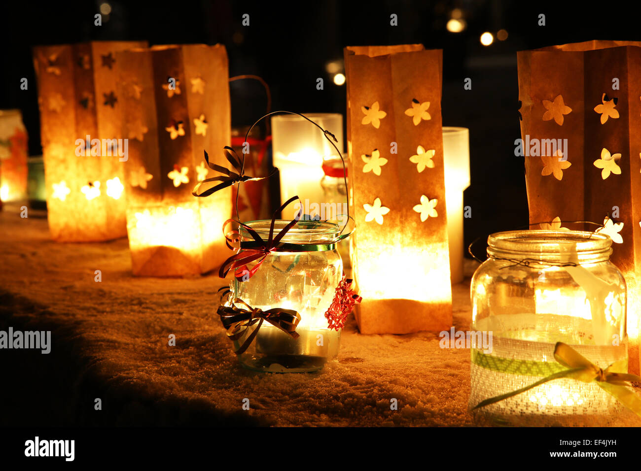 christmas candles made in open air workshop Stock Photo