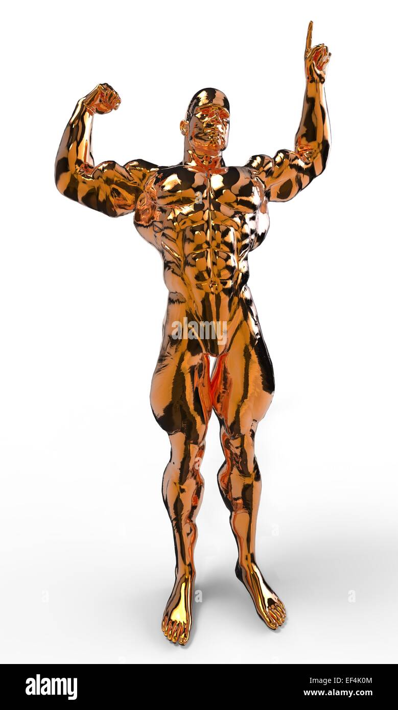 Gold bodybuilder figure in various poses and angles Stock Photo - Alamy