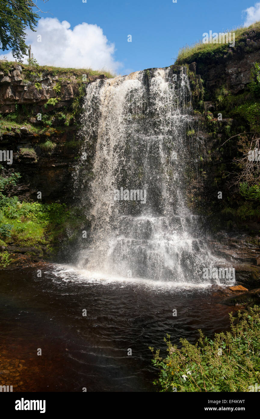 Hell Gill Force on the river Eden in Mallerstang, Cumbria, UK Stock Photo
