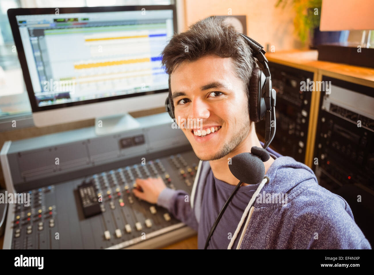 Portrait of an university student mixing audio Stock Photo - Alamy
