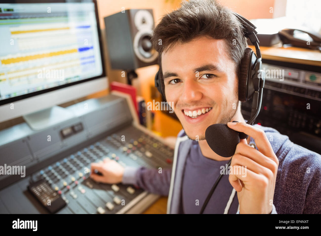 Portrait of an university student mixing audio Stock Photo - Alamy