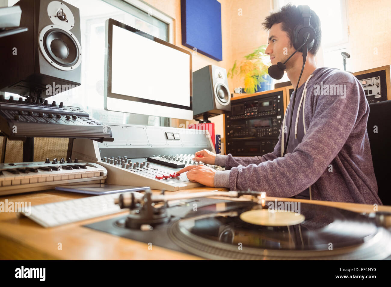 Portrait of an university student mixing audio Stock Photo Alamy