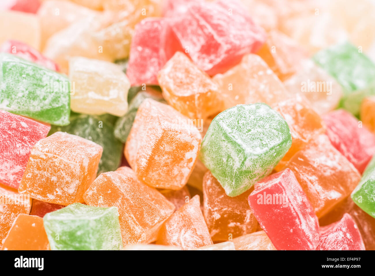 Turkish Delight Sweets With Powdered Sugar Close Up Stock Photo